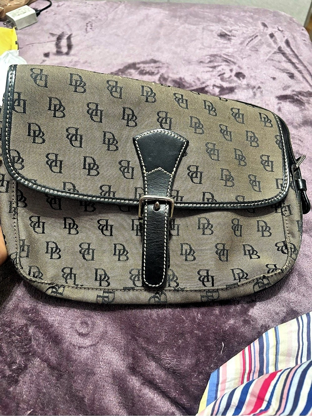 Dooney & Bourke Monogram Shoulder Bag Brown & Black